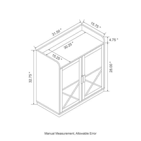 Glitzhome 33"H Modern Industrial Wine Bar Buffet Storage Bed